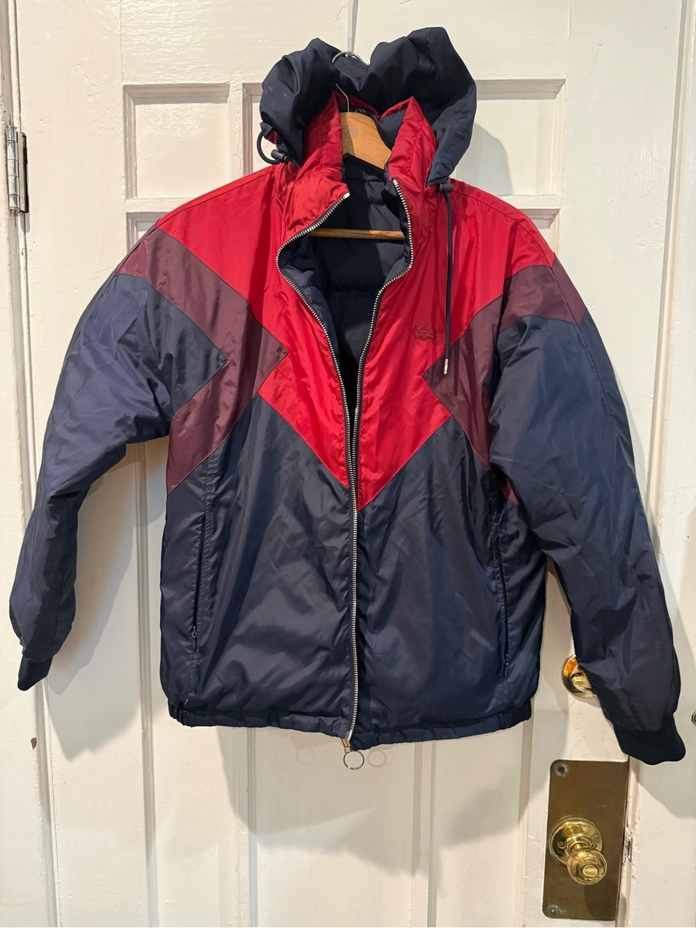 Navy and Red Colorblock Puffer Jacket 2 in 1